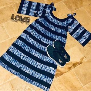 NWT MK Navy Tie Dye Casual Dress w/ bows